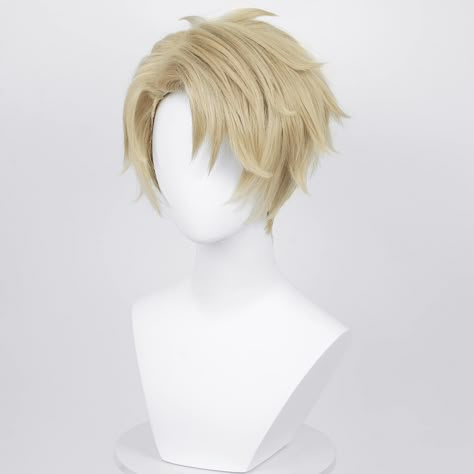 Blonde Cosplay Wig, Party Wig, Anime Wigs, Men's Wigs, Blonde With Pink, Cosplay Hair, Short Hair Wigs, Blonde Guys, Fluffy Hair