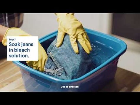 Discover how to lighten your jeans with the help of our bleach solution. We can guide you through the process so you can get the faded look you want quickly and easily. Lighten Jeans, How To Bleach Jeans, Bleach Jeans Diy, Bleach Jeans, How To Fade, Bleached Jeans, Faded Jeans, Denim Diy, Denim Blue Jeans