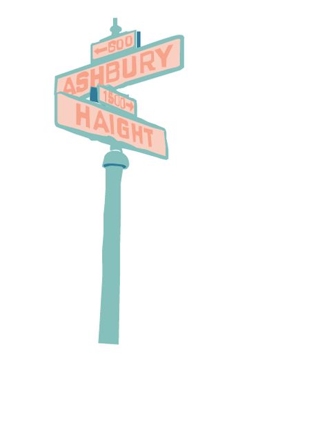 haight/ashbury street sign illustration by claire sledge Sign Post Illustration, Street Sign Tattoo Ideas, Road Signs Illustration, Street Sign Logo, Street Sign Illustration, Street Sign Drawing, Road Sign Illustration, Street Sign Tattoo, Moving Postcard