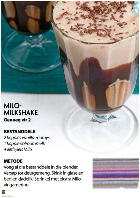 Milo Milkshake Recipe, Milo Milk, Milkshake Recipe, Milkshake Recipes, South African Recipes, Milk Shake, African Recipes, Tree Drawing, African Food