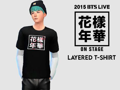 BTS On Stage HYYH - Layered T-Shirt Merchandising Found in TSR Category 'Sims 4 Male Everyday' Sims 4 Cc Baggy Shirt Male, Sims 4 T Shirt Male, Sims 4 Cc Layered Shirt Male, Sims 4 Male Graphic Tees, Sims 4 Male Shirts, Flamingo Outfit, World Cup Shirts, Chain Pants, Layering T Shirts