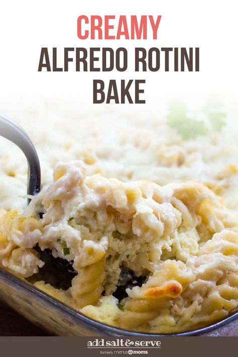 Baked Alfredo Pasta Vegetarian, Rotini Alfredo Pasta, Chicken Alfredo Rotini Pasta, Rotini Pasta Bake, Rotini Bake, Rotini Pasta Recipes, Chicken Alfredo Bake, Baked Penne, White Sauce Recipes