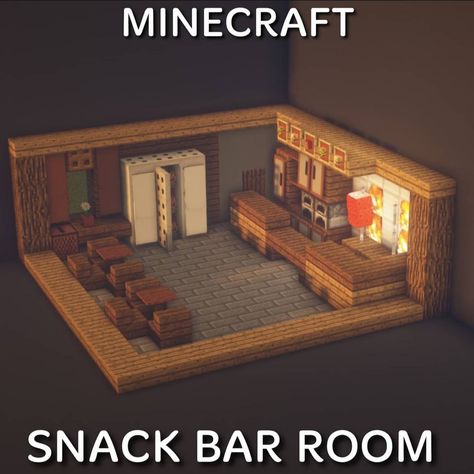 Minecraft Shop House, Minecraft Music Room, Minecraft Restaurant Interior, Minecraft Library Ideas, Bar Minecraft, Minecraft Restaurant, Living Room Minecraft, Minecraft Shops, Houses Minecraft