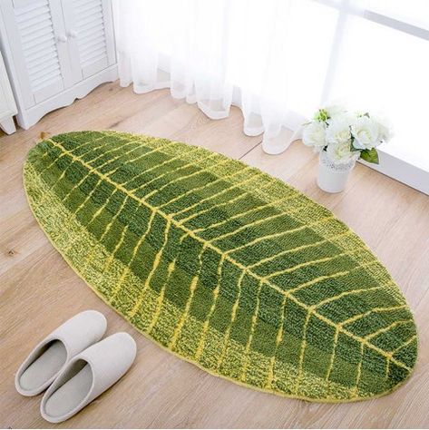 Fashion Bathroom Mat Is Non-Skid Green Leaf Bedroom Kitchen Suction Door Mat - MULTI - 45*75*1.5CM Shower Floor Mat, Shaw Carpet, Carpet Ideas, Cheap Carpet, Diy Carpet, Non Slip Flooring, Kitchen Mats Floor, Banana Leaf, Living Room Coffee Table