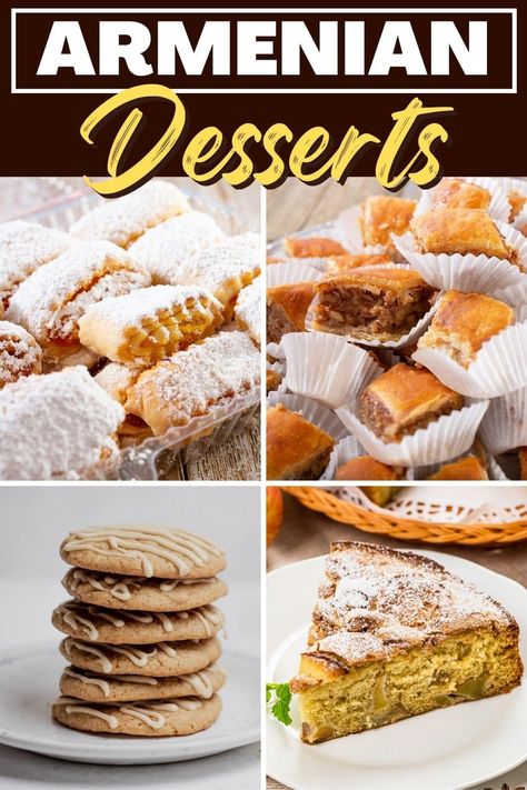 These traditional Armenian desserts are unique and so good! From baklava to nutmeg cake to shortbread cookies, end your meal with a taste of Armenia. Armenian Recipes Dishes, Armenian Recipes Desserts, Armenian Cookies Recipe, Armenian Christmas Food, Armenian Baklava, Armenian Appetizers, Armenian Cookies, Armenian Food Recipes, Foreign Desserts