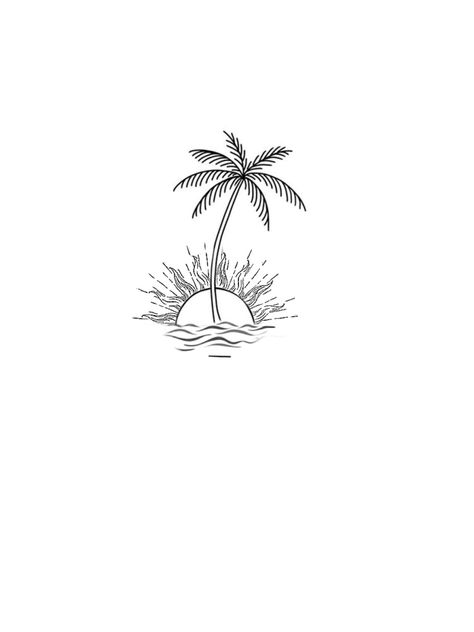 Vacation Icon Instagram Highlight, Ibiza Inspired Tattoo, Small Vacation Tattoo Ideas, Minimalist Tattoo Flash, Art Minimalist Tattoo, Skin Tear Tattoo, Art Flash Tattoo, Beach Tattoos, Tiny Wrist Tattoos