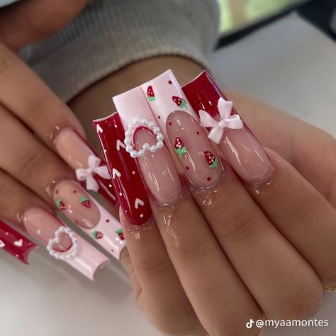 Really Cute Nails, Acrylic Nails Coffin Pink, Nail Swag, Kawaii Nails, Summer Acrylic Nails, Pink Acrylic Nails, Square Acrylic Nails, Nail Charms, Dope Nails