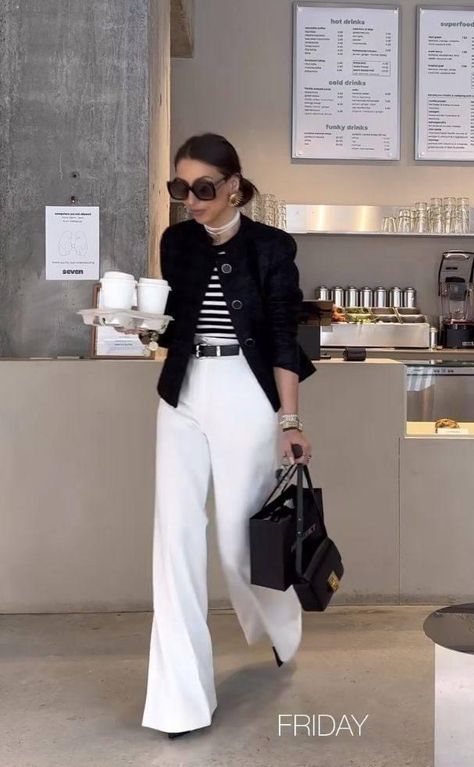 Winter White Pants Outfit Work, Elevated Business Attire, Dressy Outfits With Pants, Women In Finance Outfits, Bussines Outfit Women Chic, White Slacks Outfit Classy, Work Outfit 2024, White Pants Outfit Summer Classy, Office Assistant Outfit