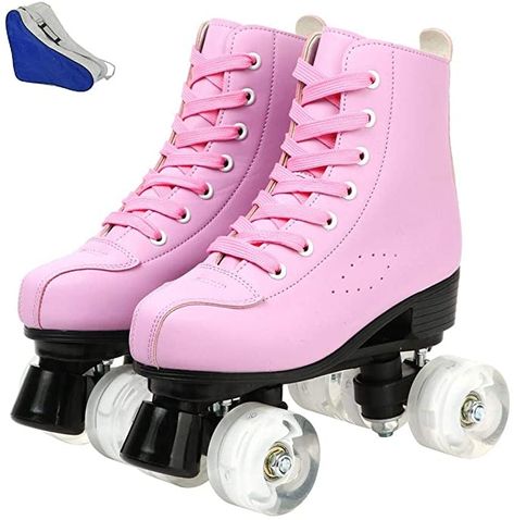 Quad Skates, Roller Skates, Skating, Quad, High Top, Pu Leather, Indoor Outdoor, Flash, Leather