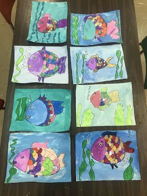 Rainbow Fish Kindergarten, Rainbow Fish Art Lesson, Fish Art Kindergarten, Rainbow Fish Art Preschool, Rainbow Fish Craft Kindergarten, Rainbow Fish Art Project, Rainbow Fish Activities For Preschoolers, Rainbow Fish Craft Preschool, Fish Art And Craft