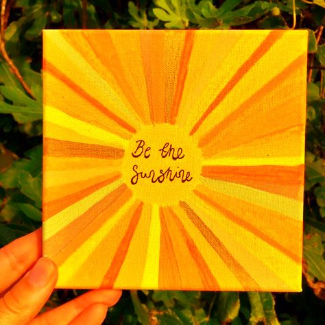 Yellow And Orange Painting Ideas, Easy Sunshine Painting, Mini Canvas Art Yellow, Yellow Aesthetic Painting Ideas Canvas, Quotes Acrylic Painting, Yellow Easy Painting, Sunshine Acrylic Painting, Something In The Orange Painting, Sun Canvas Painting Easy