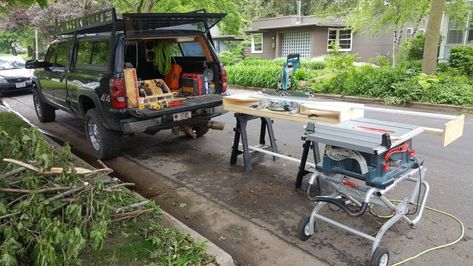 Most tools in the smallest space (truck), Page 2 - Contractor Talk - Professional Construction and Remodeling Forum Contractor Tools, Contractor Truck, Construction Hacks, Work Truck Storage, Van Organization, Truck Organization, Work Van, Van Racking, Trailer Storage