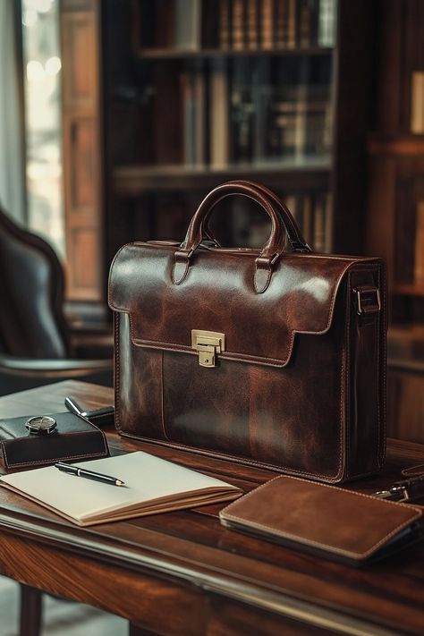 Elevate your style with a Luxury Full-Grain Leather Briefcase for Men—durable and sophisticated! Discover how investing in quality leather can enhance your professional image. #LeatherStyle #BriefcaseEssentials Gentlemen Fashion, Leather Briefcase Men, Professional Style, Professional Image, Briefcase For Men, Professional Fashion, Leather Work, Leather Briefcase, Bag Style