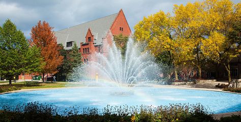 #32 Eat lunch by the fountain outside of Curtin Hall. Uw Milwaukee, Fall Scenes, Snap Photos, Architecture Quotes, Outdoors Tattoo, Old Trains, Eat Lunch, Education Humor, University Of Wisconsin