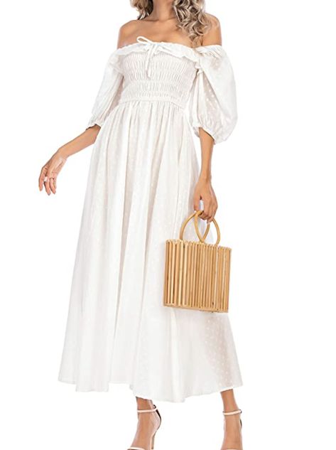 White, I have sizes medium and XL 16-18 very stretchy material so good for a range in sizes Flowy Long Dress, Flowy Dress Long, Plunge Maxi Dress, Photo Concept, Pretty Summer Dresses, Amazon Dresses, Embroidered Maxi Dress, Affordable Dresses, Maxi Dress Cotton