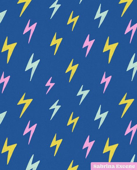 Electric doodle lightning bolt pattern ⚡️ in honor of my power being out ALL day today 🙃 Which is better - 1 or 2? . . . #lightningboltpattern #summerpattern #patternplay #surfacepattern #printdesigner #printandpattern #printstudio #surfacedesign #patternoftheday #patterndesign #patternlovers #lightningart #patterndesigner #doodleart #procreateart Doodle Lightning, Lightning Bolt Pattern, Lightning Art, Lightning Pattern, Patterns Wallpaper, My Power, Which Is Better, Pattern Play, Cute Patterns Wallpaper