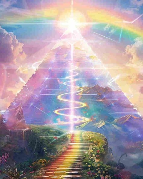 Rainbow Path💐｜original spiritual artwork 🧚🏻original AI art combine with spirituality 👉commercial use unavailable #healingart #spiritualart #spiritualawakenings #spiritualhealing #arthealing #aiartist Spiritual Awakening Art, Amazing Affirmations, Connection Art, Spiritual Art Soul, Spiritual Aesthetic, Awakening Art, White Eagle, Heaven Art, Spiritual Artwork