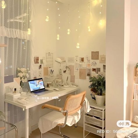 fairy lights postcard korean chinese style Ikea Linnmon, Study Desk Decor, Desk Inspiration, White Desk, Study Room Decor, Cozy Room Decor, Minimalist Room, Room Design Bedroom, Dream Room Inspiration