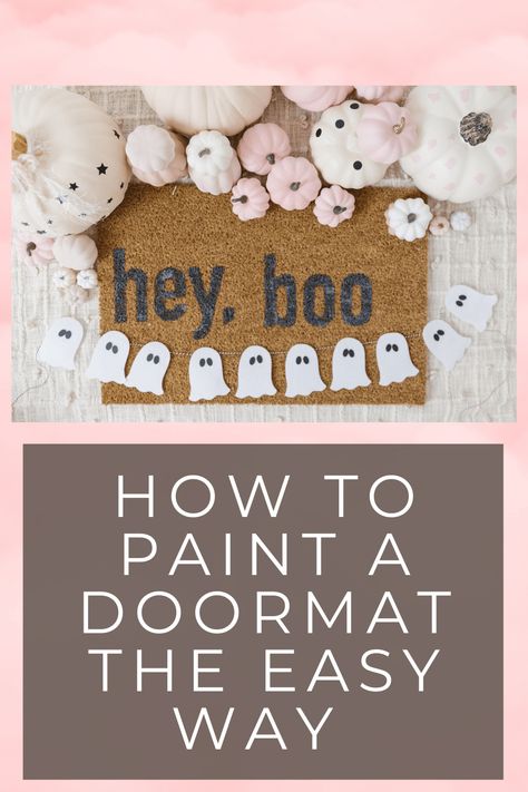 This Halloween doormat is super easy to make. It requires little supplies and time and makes such a huge statement with your holiday decor. Make your very own halloween doormat this season with this easy step by step tutorial on how to paint a doormat. #halloweencrafts #halloweenwand #halloweendiy #halloweendecor #boobasket #doormat #halloweendoormat Diy Halloween Porch, Halloween Diy Door, Halloween Mats, Porch Mat, Door Mat Diy, Halloween Doormat, Fall Doormat, Halloween Door Mat, Halloween Supplies