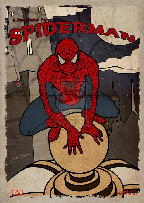 Spiderman Vintage Poster by GTR26.deviantart.com Retro Paper, Movie Poster, The Amazing, Spiderman, Art Deco, Marvel, Deviantart, Comics, Art