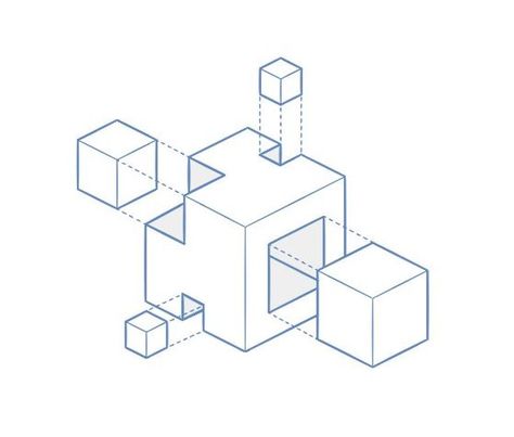 Isometric Cube Design, Cube Design Art, Cubes Architecture, 블로그 디자인, Isometric Cube, Ombres Portées, Schematic Design, Architecture Concept Diagram, Architecture Design Drawing