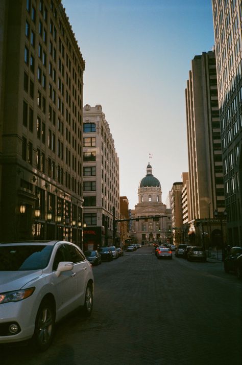 #aesthetic #filmphotography #filmcamera #filmphoto #indiana #indianapolis #city #cityscape #citylife #sunset #photography Indianapolis Aesthetic, Indiana Aesthetic, Mood Board Pics, Nashville Indiana, Usa States, National Convention, Indianapolis Indiana, Book Aesthetics, City Aesthetic