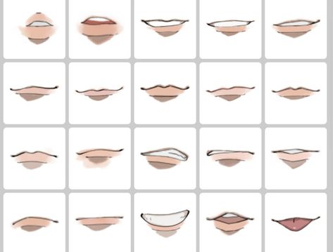 How To Draw Guys Lips, Lip Sync Reference, Sunglasses Drawing Reference, Male Lip Drawing, Male Eye Drawing Reference, Anime Nose, Anime Mouths, Smile Drawing, Anime Lips