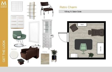 Salon Suite Floor Plans, Salon Suite Layout, Salon Suite Design, Salon Suites Layout, Salon Suite Ideas Layout, Small Salon, Minerva Beauty, Salon Styling Chairs, Home Hair Salons