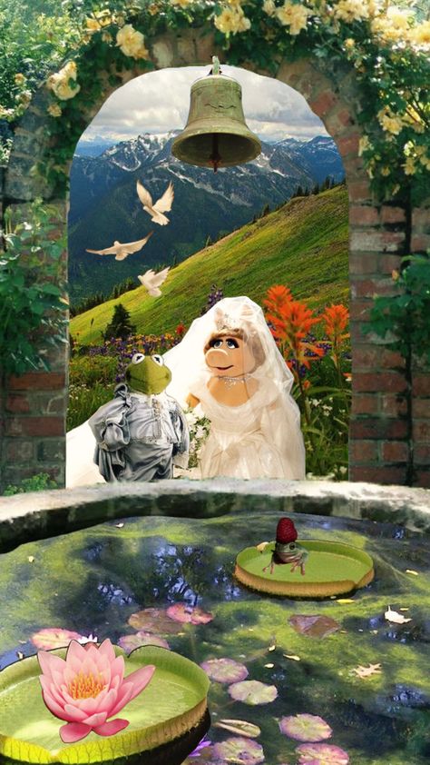 in my muppet era ig #muppets #kermit #misspiggy #lilypond #wedding Muppets Wedding, Muppet Wedding, Fairy Princess Wedding, Kermit And Miss Piggy, Muppets Christmas, David Byrne, Miss Piggy, The Muppets, Kermit The Frog