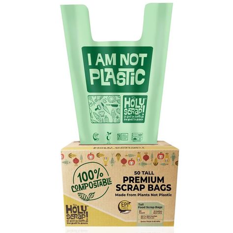 Holy Scrap! Compostable Trash Bags 13 Gallon Large Kitchen - 100 Pack Garbage Bags for Kitchen, Bathroom, Yard Waste - Eco Friendly Compostable Trash Bags for Food Waste - Compost Bags Tall Kitchen, Kitchen Trash, Bin Bag, Yard Waste, Food Scraps, Compost Bags, Garbage Bags, Garbage Bin, Kitchen Bin