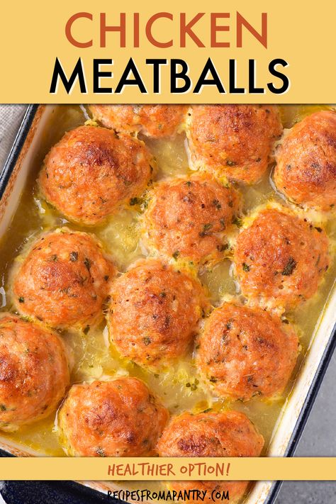 Ground chicken meatballs are a flavorful and healthy alternative to beef or pork meatballs. This baked chicken meatballs recipe give you succulent and juicy chicken meatballs every time. A tasty an versatile dish that can be served as a main dish, appetizer, or incorporated to other recipes. Great for meal prep and totall freezer friendly, this is sure to become a family favorite! Click through to get this awesome chicken meatballs recipe!! #bakedmeatballs #chickenmeatballs #healthymeatballs Cooked Ground Chicken Recipes, Chicken Meatballs With Gravy, Chicken Meatball Meals, How To Make Ground Chicken, Ground Chicken Recipes For Dinner Healthy, Minced Chicken Meatballs, Chicken Meatballs Meal, Ground Chicken And Pork Meatballs, Easy Ground Chicken Meatballs