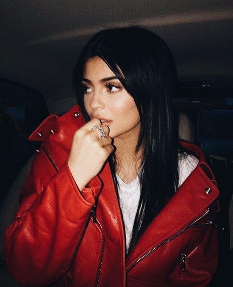 @kylie @kyliejenner @kyliecosmetics #kylie #kyliejenner #kyliecosmetics Kylie Jenner, A Woman, Leather Jacket, Red, Leather, Instagram