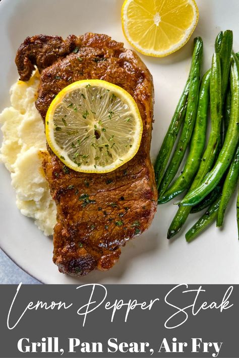 Lemon Butter Steak, Lemon Steak Marinade, Lemon Pepper Steak Recipes, Lemon Pepper Steak, Lemon Steak, Peper Steak, Steak Cooking Chart, Lemon Pepper Marinade, Steak Stirfry Recipes