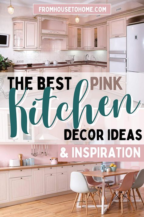 Kitchens With Pink Accents, Templeton Pink Kitchen, Pink Kitchen Cabinets Modern, Pink Kitchen Ideas Modern, Grey Kitchen Cabinets Pink Walls, Pink White Kitchen Ideas, Blush Kitchen Walls, Pink Kitchen Walls White Cabinets, Pink Painted Kitchen Cabinets