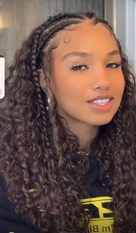 Curly Braided Hairstyles, Mixed Curly Hair, Curly Hair Tutorial, Curly Hair Photos, Cute Curly Hairstyles, Curly Hair Styles Easy, Beautiful Curly Hair, Natural Curls Hairstyles, Pretty Braided Hairstyles