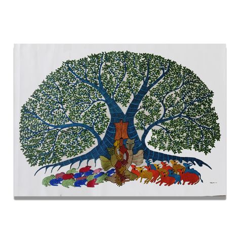 Dots Painting, Gond Art, Gond Painting, Indian Arts, Dash And Dot, Banyan Tree, Painting Art Lesson, Indian Folk Art, Madhubani Painting