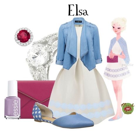 "Punziella: Elsa" by merahzinnia ❤ liked on Polyvore featuring Journee Collection, Rebecca Minkoff, WithChic, BC Footwear, Forever New, Allurez and Essie Elsa Casual Outfit, Elsa Disneybound, Frozen Inspired Outfits, Descendants Clothes, Elsa Outfit, Disney Character Outfits, Inspired Costumes, Disney Bound Outfits Casual, Frozen Outfits