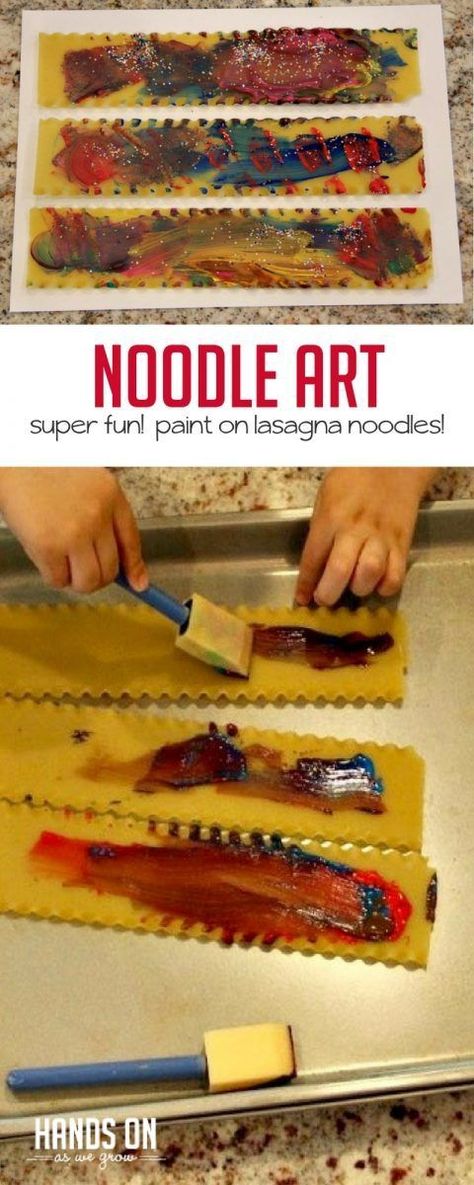 You may never look at lasagna noodles the same again! This lasagna noodle painting is a fun and creative way to use a new painting medium with preschoolers. via @handsonaswegrow Culinary Art For Toddlers, Toddler Food Activities Learning, Baking With Preschoolers, Culinary Activities For Preschoolers, Creative Art Activities For Preschoolers, Food Activities For Toddlers, Art Activities For Preschoolers, Preschool Food, Preschool Cooking