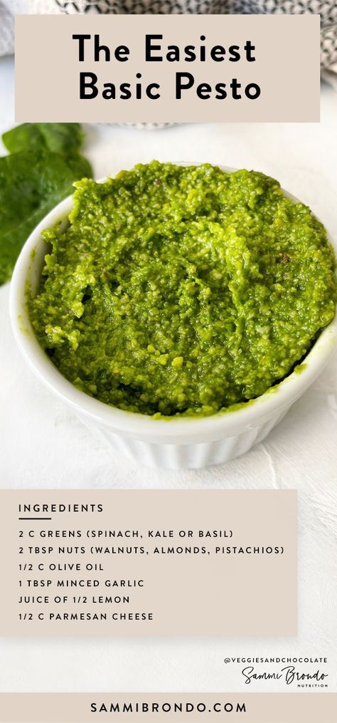 Basil Kale Pesto, Pesto Recipe Spinach, Pesto Recipe With Walnuts Basil, Spinach Walnut Pesto, What Is Pesto, Green Pesto Recipe, Spinach Pesto Sauce, Mediterranean Pesto, Spinach Pesto Recipe