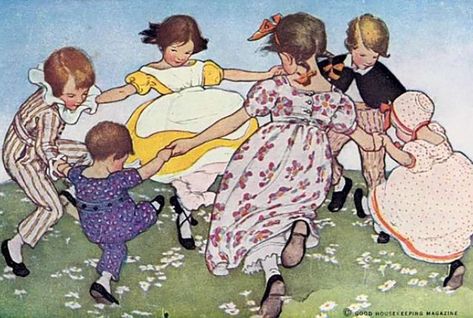 Nursery rhymes and dates first published Ring Around The Rosie, Jessie Willcox Smith, English Nursery, Classic Nursery Rhymes, Mother Goose, Happy Spring, Childrens Illustrations, Children's Book Illustration, Nursery Rhymes