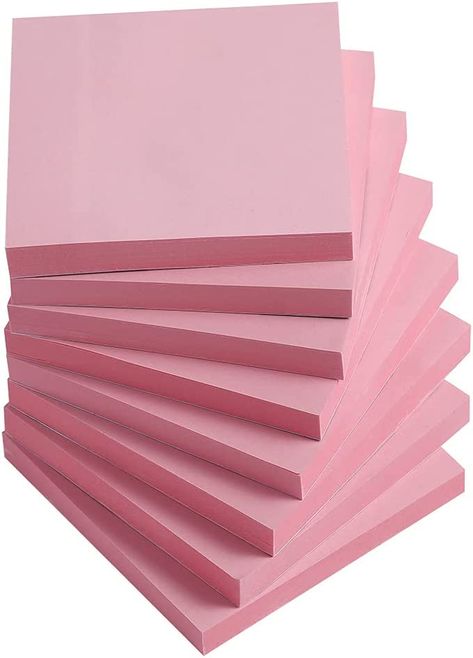 Red Sticky Notes, Cute Pink Desk, Pink Desk Accessories, Pink Sticky Notes, Pink Office Supplies, Back To School List, Pretty School Supplies, Diy Stationary, Cute Stationary School Supplies