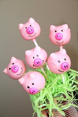 Schweinchen Pops Cake Pop Receita, Pig Cake Pops, Animal Cake Pops, Piggy Cake, Cake Pop Designs, Cake Pop Decorating, Pig Cake, Cupcakes Decorados, Pig Roast