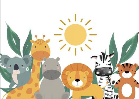 Safari Mural, Playroom Mural, Nursery Wall Painting, Kids Salon, Jungle Decorations, Preschool Decor, Animal Nursery Theme, Kids Room Murals, Classroom Makeover