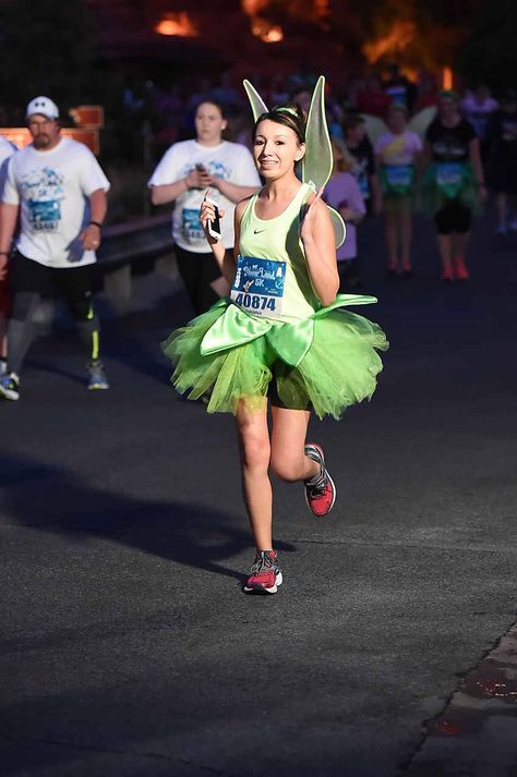 Tinkerbell running costume Disney Princess Running Outfits, Running Halloween Costumes, Tinkerbell Running Costume, Disney Marathon Outfit, Disney Half Marathon Outfits, Run Disney Outfits, Halloween Running Costumes, Half Marathon Prep, 5k Costume