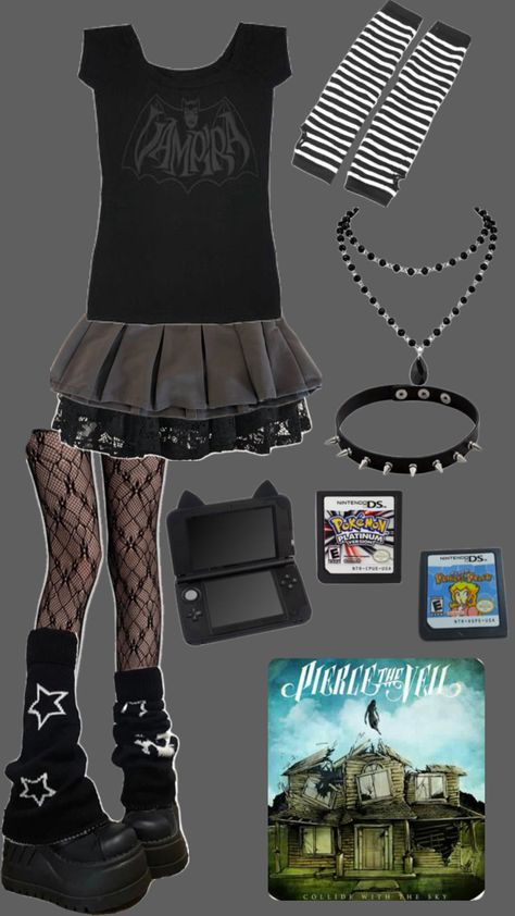 #alternative #emo #grungeoutfits #piercetheveil #fallinginreverse #goth #numetal #fashioninspo 2000 Goth Fashion, Gothic Outfit Ideas For School, Indie Alternative Outfits, Numetal Fashion, Emo Wardrobe, Goth Essentials, Emo Punk Outfits, Goth Outfits Casual, Summer Goth Outfits