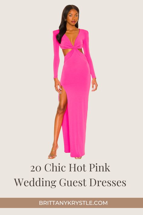 I've curated the 20 most stylish hot pink wedding guest dresses from Revolve. Chic and classy wedding guest outfit ideas for women to wear to spring, summer, and fall weddings. Includes designers like Norma Kamali, Solace London, & Amanda Uprichard in a variety of shades (bright pink, hot pink, fuschia) and styles (long, midi, short, one shoulder, long sleeve) so you'll be the best dressed wedding guest. Elegant hot pink gowns and evening wear for formal occasions. Hot Pink Wedding Dress, Pink Wedding Guest Dresses, Wedding Dress Aesthetic, Hot Pink Wedding, Hot Pink Maxi Dress, Dresses For Spring, Hot Pink Weddings, Solace London, Wedding Guest Style