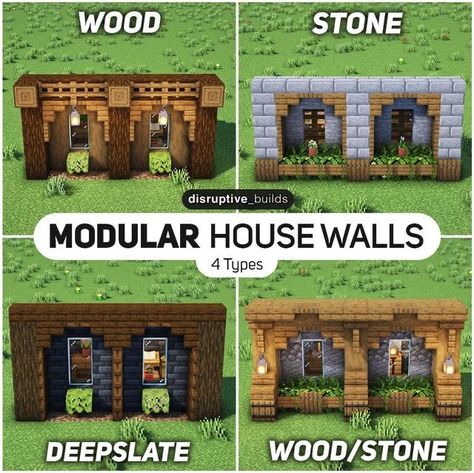 Minecraft In The Wall House, House Plan Minecraft, House Designs Exterior Minecraft, Wall Design Minecraft House, Types Of Minecraft Houses, Minecraft Village Walls Ideas, Minecraft Wall House Ideas, Minecraft House Walls Ideas, Minecraft House Detailing