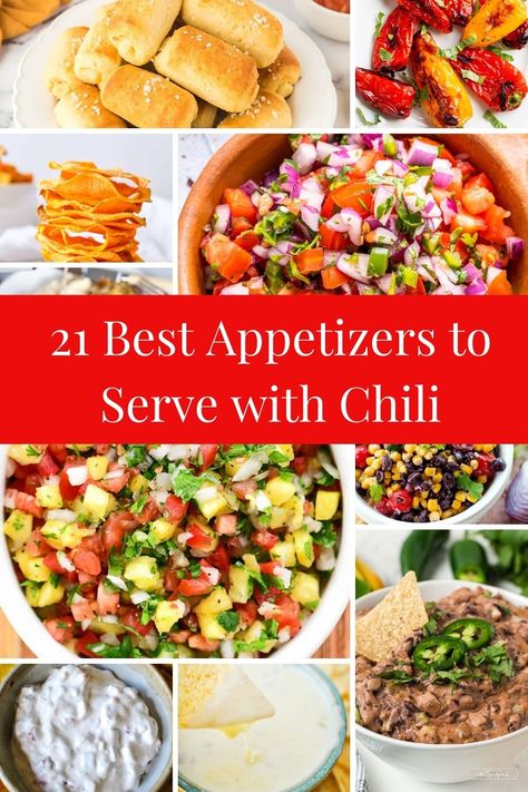 Appetizer To Go With Chili, Serve With Chili, Chili Side Dishes, Tailgate Appetizers, Smoked Queso, The Best Appetizers, Chili Party, Homemade Pico, Chili Dinner