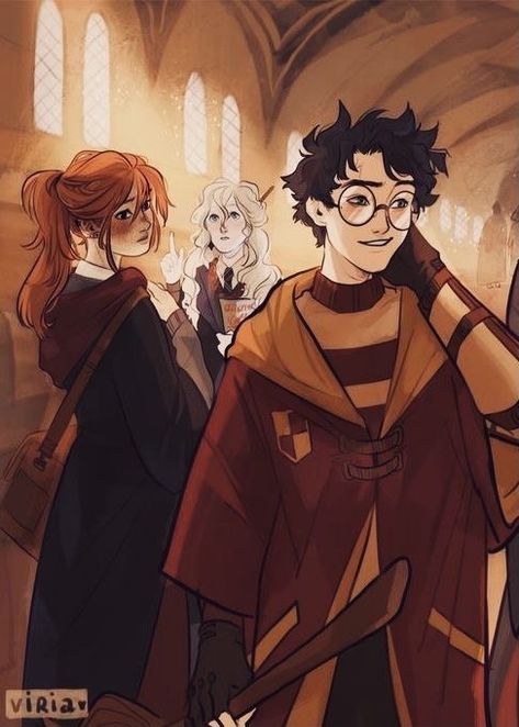 Harry Potter X Ginny Weasley, Book Harry Potter Fanart, Hinny Fan Art, Fanart Harry Potter, Harry Potter Fanart, Gryffindor Quidditch, Hp Fanart, Harry Potter Ginny Weasley, Harry Potter Ginny