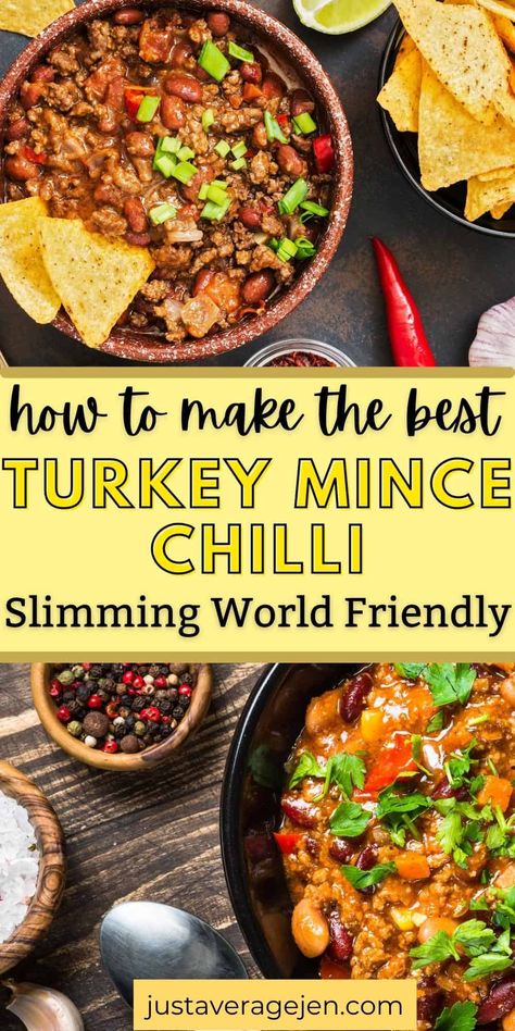 Unofficial Slimming World chilli recipe with turkey mince recipes Turkey Chilli Recipe, Recipe With Turkey, Turkey Chilli, Turkey Mince Recipes, Healthy Turkey Recipes, Eggplant Recipes Easy, Chilli Recipe, Minced Meat Recipe, Uk Recipes